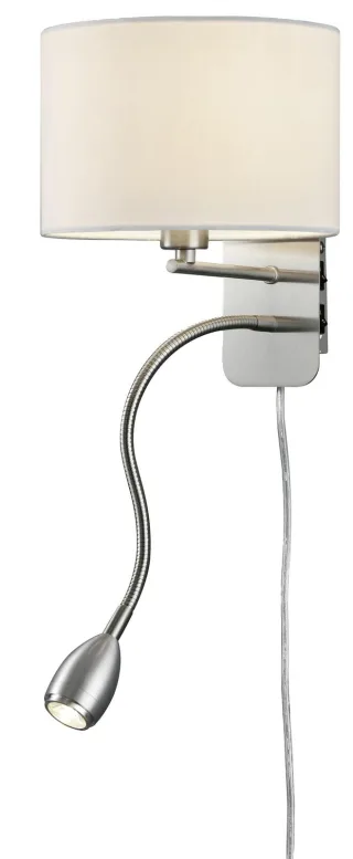 TRIO Wandleuchte Hotel 271170201 Nickel matt, Schirm weiß, 1 x 3,1W LED, 310 lm, 3000K, 1 x E14