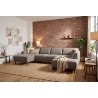 OTTO home Wohnlandschaft Sveeva, U-Form, XXL, B.310 cm, schwarze Metallfüße, langlebiger Webstoff, mit Wellenunterfederung, viele Farben