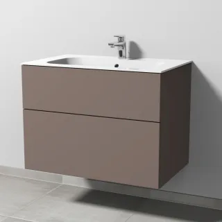 Sanipa 3way Keramik-Set Finion Keramik-Waschtisch und Unterbau mit 2 Auszügen, Taupe-Matt SP4001T