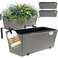Casaria Blumenkasten, 4er Set 11 Liter Montagehalterung Indoor Outdoor Geländerkasten