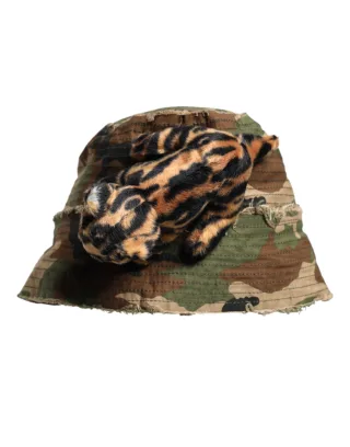Dolce & Gabbana Multicolor Leoparden Verzierte Breite Krempe Bucket Hat