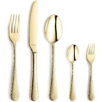 Kuppels Besteck-Set CRYSTAL (30-tlg), 6 Personen, Edelstahl Rostfrei 18/0, gehämmert, mit champagnerfarbener PVD Veredelung