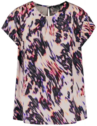 TAIFUN - Bluse weiß/lila/beige - Gr. - 34