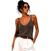 Worldclassca Stricktop Worldclassca Stricktop Ärmellos Basic Leicht Glitzer Tank Top Sommer Neue Kollektion - Stilvolle und gemütliche Sommer Mode für Damen