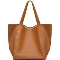 FEYNSINN Umhängetasche Leder Henkeltasche Damen LINN Shopper Schultertasche, Schultertasche Echtleder für Damen, Shopper hellbraun