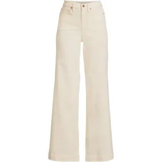 High Waist Jeans mit weitem Bein in Plus-Größe, Damen, size: plus, Elfenbein, Elasthan/Baumwoll-Mischung/Polyester-Mischung, by Lands' End