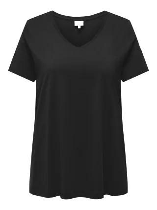 ONLY CARMAKOMA - CARBONNIE LIFE S/S V A-SHAPE TEE NOOS black - Gr. - S-42/44
