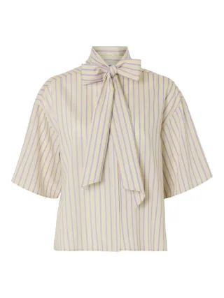 selected men - Bluse mit Schleife - Slflana-juno beige - Gr. - 36