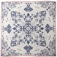 MayTree Seidentuch Baumwolle und Seide quadratisch 65x65cm, Folklore, (Stück), 70% Baumwolle, 30% Maulbeerseide mit handrolliertem Rand
