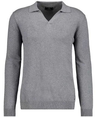 RAGMAN - Strickpullover mit Reverskragen mittelgrau - Gr. - XXL