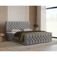MOEBLO Boxbett Bett 12 (Luxusbett im Chesterfield-Design, 180x200 cm, Velours-Bezug, Hoher Schlafkomfort, modernes Velours-Design mit Steppung Polsterbett Kontinentalbett, dekorativem Kopfteil, aus Samt, inklusive Topper und Bettkasten), (BxHxT):144/