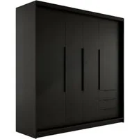 A&J MöbelLand GmbH Drehtürenschrank viertüriger Kleiderschrank mit Schubladen und Metallgriffen. (Geräumiger vier¬türiger Kleiderschrank mit Schubladen und Metallgriffen. Geräumiger Schrank mit einer Breite von 200 cm und Schubladen, ideal zur Aufbew