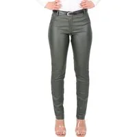 malito more than fashion Chinohose malito Damen Chinohose in Lederoptik 1031 unifarbene stretch Basic Hose in Lederoptik