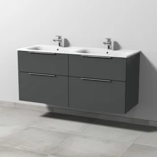 Sanipa 3way Waschtischunterbau zu Geberit Renova Plan Slim Waschtisch mit 4 Auszügen, Anthrazit-Matt UM68922