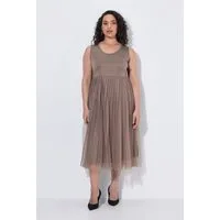Ulla Popken Midikleid Midikleid Plisseerock A-Linie Rundhalsausschnnitt