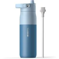 BRITA Trinkflasche BRITA LARQ Essential Trinkflasche (680ml) mit Strohhalm, Edelstahl Wasserflasche mit doppelwandiger Isolation - hält 24h kalt
