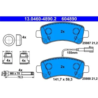 ATE Bremsbel?ge hinten Citroen Fiat Peugeot 13.0460-4890.2