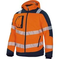 vizwell Softshelljacke Herren Warnschutz Winter-Softshelljacke Arbeitsjacke mit Kapuze robust, wärmend und zertifiziert