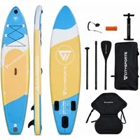 CITYSPORTS Inflatable SUP-Board 320x80x15cm,aufblasbares Stand Up Paddle Board set bis 160 kg, Komplettset mit Paddel, Pumpe, Rucksack, Leash, Finnen & Kajak-Sitz