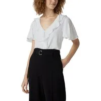 Polo Ralph Lauren Blusentop Volants-Blusenshirt Retro Shirt Elegante Volants entlang des V-Ausschnitts