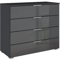 OTTO home Schubkastenkommode Sideboard Schubladenkommode Schubladenkommode AGORDO mit Glasfront (in zwei Griff-Farben, Breite 80 cm), vier große und geräumige Schubladen mit viel Stauraum MADE IN GERMANY