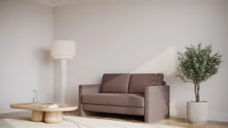 BRUNO Schlafsofa 140cm in Braun | Kubus | stabiles Massivholz & Boxspringkomfort