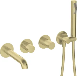 Neuesbad Serie 600 Hexa 4-Loch Wannenarmatur Unterputz, gold gebürstet NB1DEBHS_R18P1