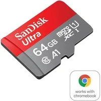 Sandisk microSDXC Ultra, + SD-Adapter für Chromebooks Speicherkarte (64 GB, Class 10, 140 MB/s Lesegeschwindigkeit)