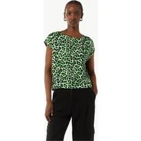 comma Kurzarmshirt T-Shirt Blusenshirt im Fabricmix mit Leo-Muster