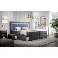 Lukas Möbel Boxspringbett Boxspringbett Aston mit Bettkasten und 16-Farben-LED, mit Bettkasten, inkl. Topper, inkl. LED-Beleuchtung