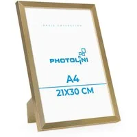 PHOTOLINI Bilderrahmen modern mit bruchsicherem Acrylglas, Holz MDF für Fotos & Poster, für 1 Bilder (1 Einzelrahmen), Posterrahmen A4 21x30 cm zum Aufhängen & Aufstellen