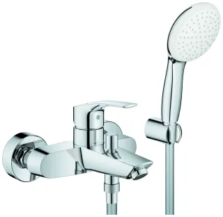 GROHE WannenarmaturEurosmart 25276_3 Wandmontage mit Wandhalterset chrom, 25276003 25276003
