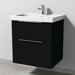 Sanipa 3way Waschtischunterbau zu Geberit iCon Light Waschtisch mit 2 Auszügen, Schwarz-Matt UF57308