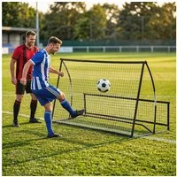 SPORTNOW Rebounder 200 x 94cm Kickback Tor mit Rückprallwand Netz, (2-in-1 Zweiseitig Faltbar Prellwand, 1-St., Fußballtor), für Jugendliche, für Handball Training, Schwarz