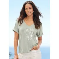 LASCANA Kurzarmshirt mit schimmerndem Print aus luftigem Viskose-Stretch
