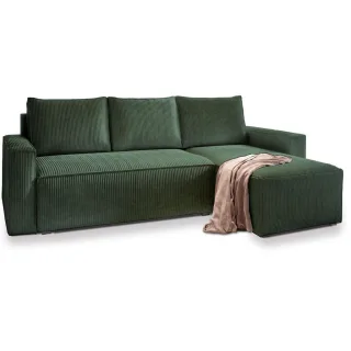 Masseno Ecksofa, Grün, Kunststoff, 3-Sitzer, L-Form, seitenverkehrt montierbar,L-Form, 232x140 cm, Wohnzimmer, Sofas & Couches, Wohnlandschaften, Ecksofas