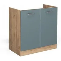 Vicco Unterschrank R-Line, Blau-Grau/Goldkraft Eiche, 80 cm ohne Arbeitsplatte (1-St)