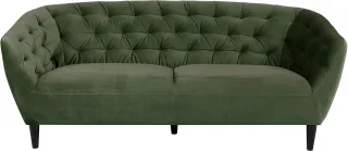 ACTONA GROUP 3-Sitzer "Ria Couch, Sofa," Samtstoff, Massivholz-Beine, Taschenfederkern, Tufting, mit Armlehnen