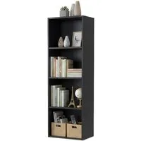 relaxdays Bücherregal Würfelform, schwarz, 4 Fächer
