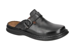 Josef Seibel Herren Pantolette Madrid 10122 Schwarz Echtleder bequem