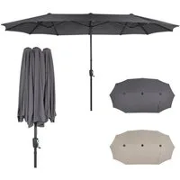 Puluomis Sonnenschirm Balkonschirm ohne Ständer Strandschirm Gartenschirm UPF 50+ mit Kurbel, LxB: 400x200 cm, Sommer, wasswedicht grau/beige
