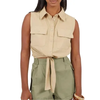 Brave Soul - Kurzes Top für Damen, Gebundener Saum, Ärmellos (Sand)