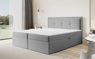 Boxspringbett Schlafzimmerbett DEGNA 180x200cm Stoff Gerra Grau