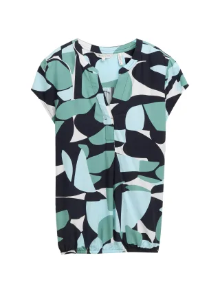 Tom Tailor - Bluse mit Muster green dots and shapes design - Gr. - 40