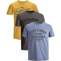 Jack & Jones Print-Shirt Bequemes Slimfit Shirt (Spar-Set, 3er-Pack) in Unifarbe mit Print