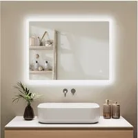 IMPTS Badspiegel mit LED Beleuchtung Badezimmerspiegel rahmenlos Rechteckig Wandspiegel (Vertikal und Horizontal möglich, IP44), LED Bad Spiegel mit Dimmbar Speicherfunktion Kaltweißes Touch-Schalter