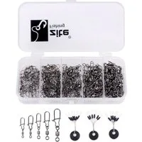 Zite Schnurverbinder Sicherheits-Wirbel-Set 150 Stück Karabiner Angelwirbel 5 Größen