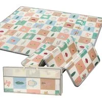 lindahandel Spielmatte Baby Krabbelmatte 200x180x1,5 cm – faltbar, wasserdicht, doppelseitig (Packung, 1-St., 1 × Krabbelmatte+1 × Tragetasche), Weiche Spielmatte mit Lernmuster & Tragetasche für Babys und Kinder