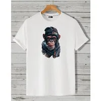 RMK T-Shirt T-Shirt Herren T-Shirt Basic Rundhals Affe Smoke Zigarette Cool aus 100% Baumwolle