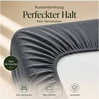 Malika Spannbettlaken aus 100% Baumwolle, 90-100x200, Anthrazit, Jersey Baumwolle, Gummizug: Ja, (1 Stück), Allergikergeeignet, Pflegeleicht und Atmungsaktiv